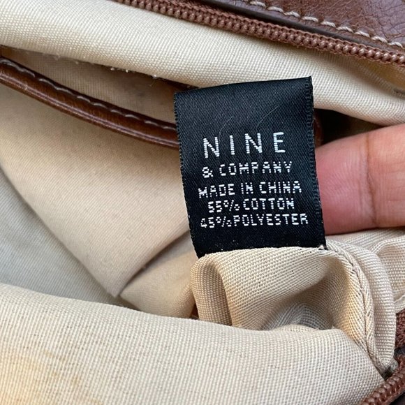 Nine & Company Women Bag Green Convas Brown Leather Hand Bag - Picture 10 of 12